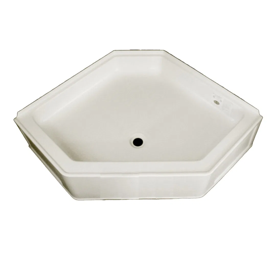 NSB3434PC – S.RECREATION Shower Pan, Neo Angle 34 Inch x 34 Inch x 9-1/2 Inch Front Center Drain Parchment High Impac...
